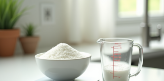 Balance de cuisine numérique avec sucre blanc en granules