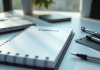 Bureau moderne vu du dessus avec fournitures professionnelles