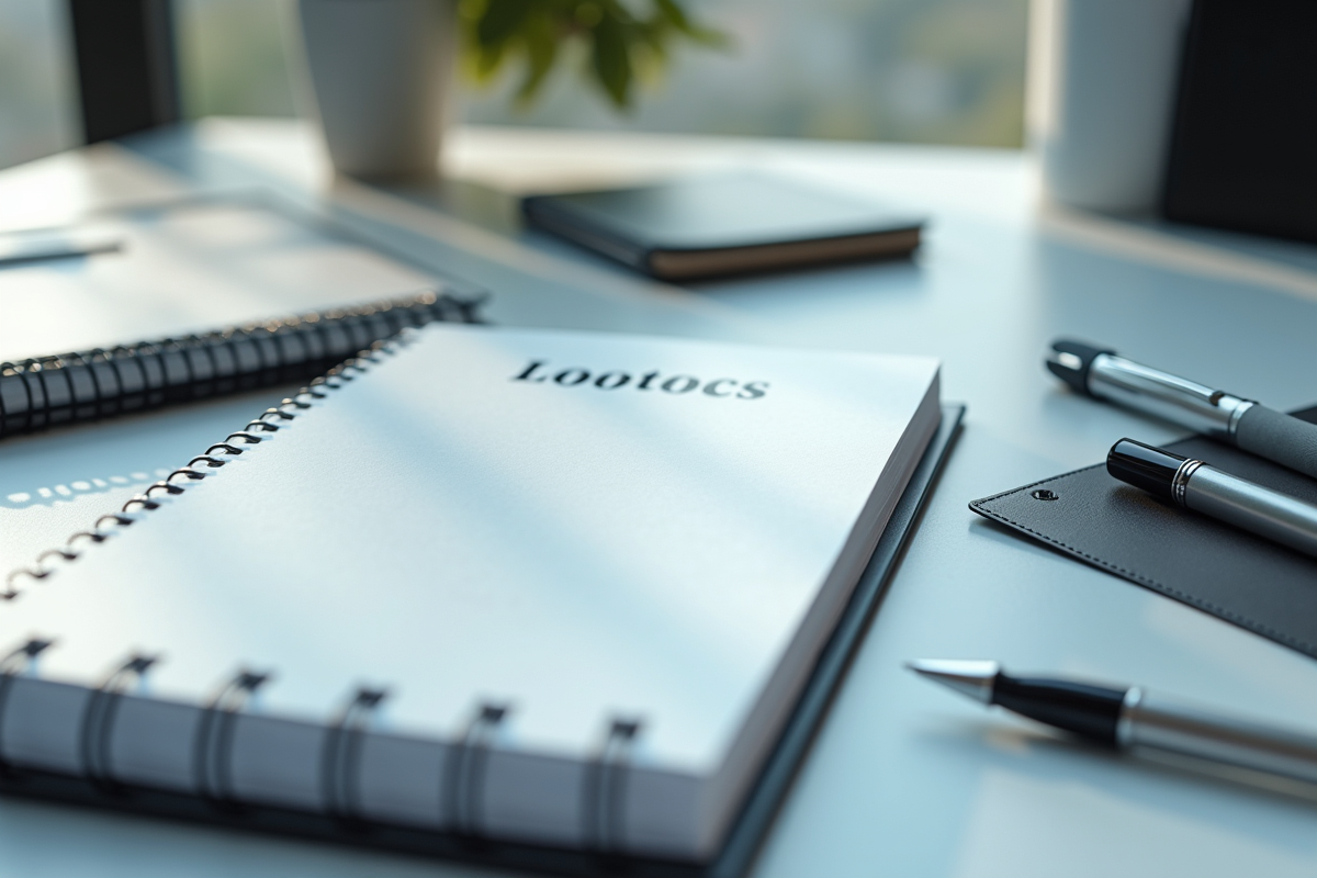 Bureau moderne vu du dessus avec fournitures professionnelles