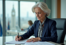 Salaire Christine Lagarde : combien gagne la Directrice du FMI en 2025 ? Christine Lagarde dans son bureau à l IMF en réunion
