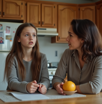 Fille adolescente et mère en discussion dans la cuisine
