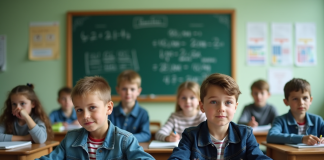 Groupe d'élèves français en classe attentive