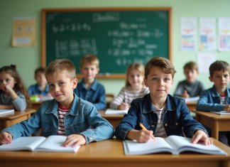 Moyenne générale 5e en France : quelle est la norme ? Groupe d'élèves français en classe attentive