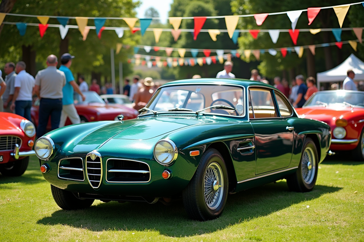 Voiture Alpine vintage lors d une exposition en plein air