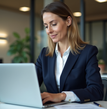 Comment choisir le meilleur logiciel de paie pour votre PME : critères et recommandations Femme d'affaires examinant un logiciel de paie au bureau