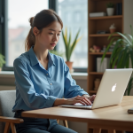 Télétravail 100% : Quel poste favoriser pour travailler à distance ? Femme au bureau lumineux dans un appartement moderne