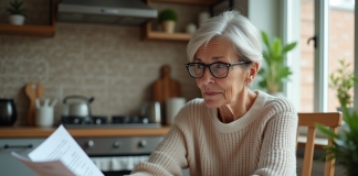 Faire le point sur sa retraite : où et comment trouver les conseils nécessaires ? Femme âgée examinant des documents de retraite dans sa cuisine