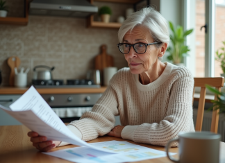 Faire le point sur sa retraite : où et comment trouver les conseils nécessaires ? Femme âgée examinant des documents de retraite dans sa cuisine
