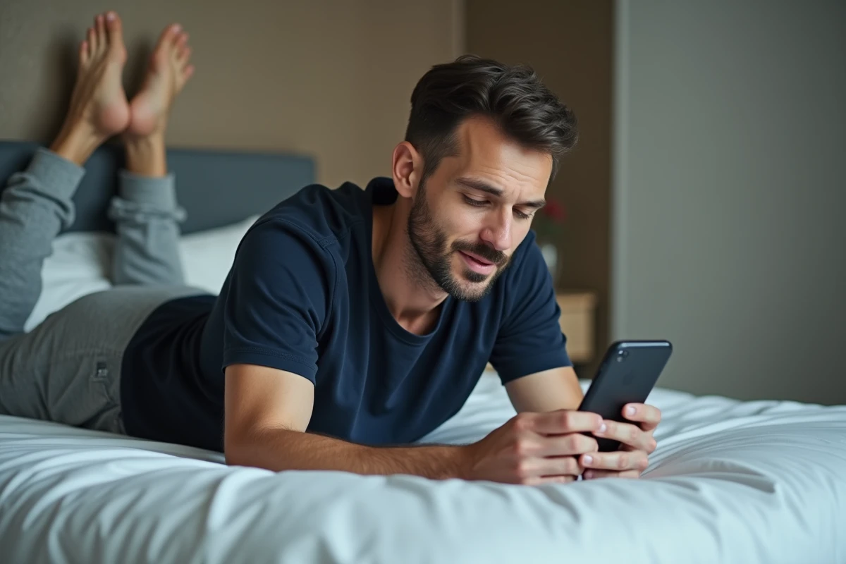Homme consultant des liens de dés gratuits Monopoly GO 2026 sur son téléphone