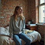 Inconvénients de vivre en logement partagé : ce qu’il faut savoir avant de s’installer Jeune femme frustrée dans une chambre partagée en désordre
