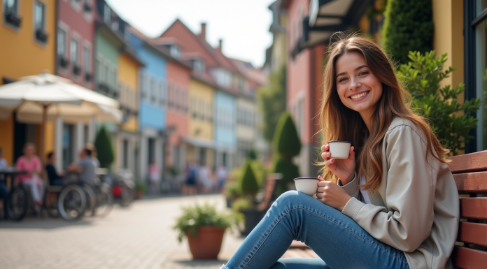 Pays d’Europe le moins cher pour y vivre : comparatif des meilleures destinations Jeune femme souriante dans un village européen en plein air