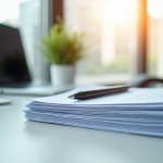 Papiers officiels organisés sur un bureau lumineux