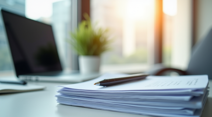 L’essentiel de la convention collective n° 66 en un coup d’œil Papiers officiels organisés sur un bureau lumineux