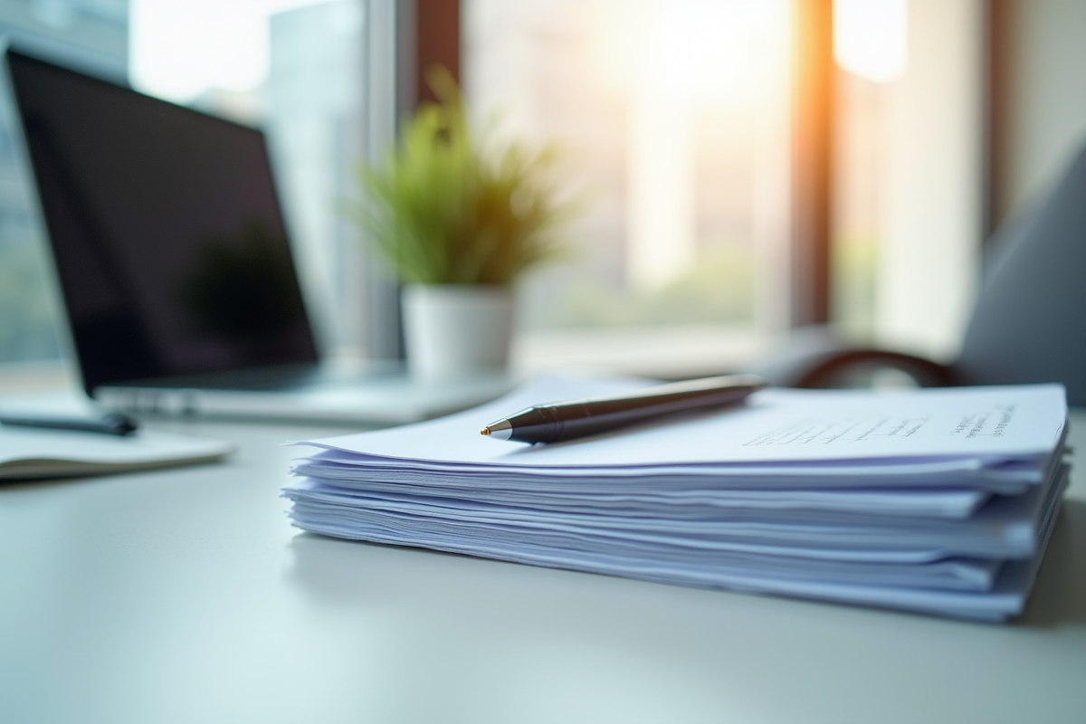 Papiers officiels organisés sur un bureau lumineux