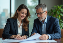 Égalité homme femme : Comment réduire les inégalités ? Deux professionnels en réunion dans un bureau moderne