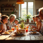 Famille française partageant un repas traditionnel à la maison