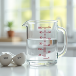 L’importance de savoir convertir 200 ml en cl Verre mesure 200 ml avec cuillères à côté dans la cuisine